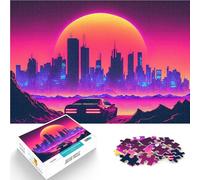 Puzzles de 2000 Piezas para Adolescentes Persiguiendo el Atardecer de los 80 Juegos Divertidos con póster a Juego y Hoja de Trivia 70x100cm