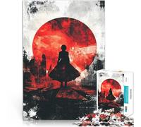 Puzzles de 2000 Piezas para Adolescentes Silueta bajo la Luna roja Paisaje Urbano Abstracto Aprendizaje Educativo Mejorar la Memoria 70x100cm