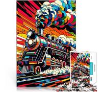 Puzzles de 2000 Piezas para Adolescentes Tren de Vapor al Atardecer WPAP Acertijo para Cada Pieza es única: un desafiante y Divertido Juego Familiar 70x100cm