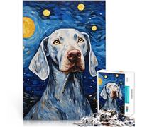 Puzzles de 2000 Piezas para Adolescentes Weimaraner Noche Estrellada Alivio del estrés Cada Pieza es única: un desafiante y Divertido Juego Familiar 70x100cm
