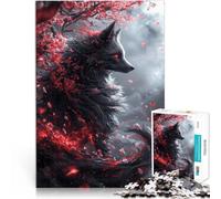 Puzzles de 2000 Piezas para Adolescentes Zorro Kitsune Negro Competición de Velocidad de Manos Interacción Entre Padres e Hijos 70x100cm