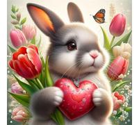 Puzzles de 35 Piezas par Adultos Amor Tulipán Conejo, 30x30cm un Rompecabezas Adultos Desafiante, Puzzles para Toda la Familia, Regalos para Mujeres Hombres