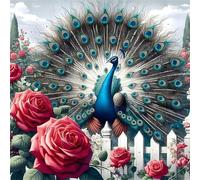 Puzzles de 35 Piezas par Adultos Jardín de Rosas de Pavo Real, 30x30cm un Rompecabezas Adultos Desafiante, Puzzles para Toda la Familia, Regalos para Mujeres Hombres