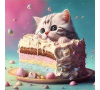 Puzzles de 500 Piezas par Adultos Comida Pastel Gato, 45x45cm un Rompecabezas Adultos Desafiante, Puzzles para Toda la Familia, Regalos para Mujeres Hombres