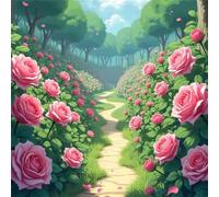 Puzzles de 70 Piezas par Adultos Camino del jardín de Rosas, 45x45cm un Rompecabezas Adultos Desafiante, Puzzles para Toda la Familia, Regalos para Mujeres Hombres