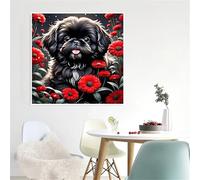 Puzzles de 70 Piezas par Adultos Perro Margarita roja, 45x45cm un Rompecabezas Adultos Desafiante, Puzzles para Toda la Familia, Regalos para Mujeres Hombres