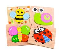 Puzzles de Madera Educativos para Bebé, Puzzles de Madera Juguetes Bebes Rompecabezas de Madera para Niños Niñas Juguete para Niños de 6 a 12 Meses Regalo de Cumpleaños para Bebés Edad 1 2 3 Niños