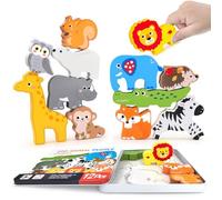 Puzzles de Madera Juguetes Bebes, Rompecabezas de Animales del Bosque, Juguetes Montessori Puzzle de Madera para Niños, Madera Puzzles Infantiles para Niños 3 4 5 6 Años, Juegos Educativos