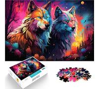 Puzzles Fantasy Color Pintura Lobo 1000 Piezas Puzzle para Adultos 14.96 pulgadas x 20.47 pulgadas Rompecabezas de cartón Adolescentes y Niños que aprenden Puzzle educativo