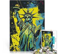 Puzzles for Adults 1000 Puzzles Statue of Liberty Graffiti Skull Art Made of Cardboard for 14+ Suitable for Couples Fun at Home Activities, Birthday Present,Travel Gifts。Size:50x75cm/10.24x14.96inch