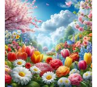 Puzzles For Adults 12x12 cm,Jigsaw Puzzles for Adults 35 Pieces Puzzle Home Challenging Educational Games DIY Home Decoration Puzzle Gifts - Spring Scenery Flowers