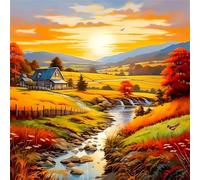Puzzles For Adults 12x12 cm,Jigsaw Puzzles for Adults 35 Pieces Puzzle Home Challenging Educational Games DIY Home Decoration Puzzle Gifts - Autumn Farm Landscape