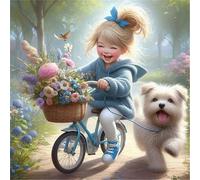 Puzzles For Adults 12x12 cm,Jigsaw Puzzles for Adults 35 Pieces Puzzle Home Challenging Educational Games DIY Home Decoration Puzzle Gifts - Happy Little Girl Animal