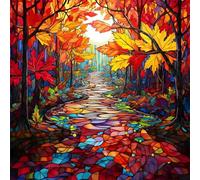 Puzzles For Adults 35x35 cm,Jigsaw Puzzles for Adults 100 Pieces Puzzle Home Challenging Educational Games DIY Home Decoration Puzzle Gifts - Glass Autumn Woods