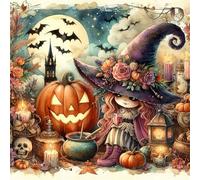 Puzzles For Adults 35x35 cm,Jigsaw Puzzles for Adults 300 Pieces Puzzle Home Challenging Educational Games DIY Home Decoration Puzzle Gifts - Halloween Witch Pumpkin
