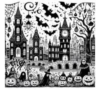 Puzzles For Adults 35x35 cm,Jigsaw Puzzles for Adults 300 Pieces Puzzle Home Challenging Educational Games DIY Home Decoration Puzzle Gifts - Black White Landscape Halloween
