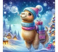 Puzzles For Adults 35x35 cm,Jigsaw Puzzles for Adults 300 Pieces Puzzle Home Challenging Educational Games DIY Home Decoration Puzzle Gifts - Winter Christmas Alpaca