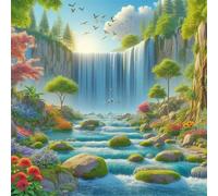 Puzzles For Adults 65x65 cm,Jigsaw Puzzles for Adults 1000 Pieces Puzzle Home Challenging Educational Games DIY Home Decoration Puzzle Gifts - Waterfalls Spring Scenery