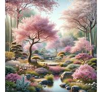 Puzzles For Adults 65x65 cm,Jigsaw Puzzles for Adults 1000 Pieces Puzzle Home Challenging Educational Games DIY Home Decoration Puzzle Gifts - Spring Pink Trees