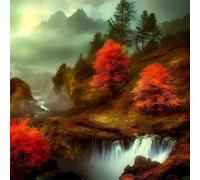 Puzzles For Adults 65x65 cm,Jigsaw Puzzles for Adults 1000 Pieces Puzzle Home Challenging Educational Games DIY Home Decoration Puzzle Gifts - Autumn Landscape Waterfall