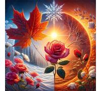 Puzzles For Adults 65x65 cm,Jigsaw Puzzles for Adults 150 Pieces Puzzle Home Challenging Educational Games DIY Home Decoration Puzzle Gifts - Autumn Winter Flowers Leaves