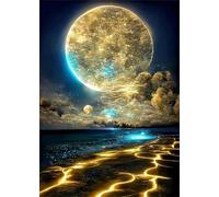 Puzzles For Adults, Jigsaw Puzzles For Adults 1200 Pieces Puzzle Home Challenging Educational Games DIY Home Decoration Puzzle Gifts - Golden Moon Sea