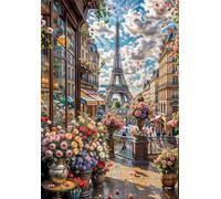 Puzzles For Adults, Jigsaw Puzzles For Adults 1200 Pieces Puzzle Home Challenging Educational Games DIY Home Decoration Puzzle Gifts - Paris Corner Flowers
