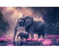 Puzzles For Adults, Jigsaw Puzzles For Adults 1314 Pieces Puzzle Home Challenging Educational Games DIY Home Decoration Puzzle Gifts - Elephant Lotus