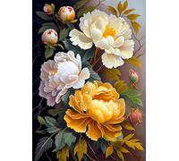 Puzzles for Adults,Jigsaw Puzzles for Adults 1500 Pieces Puzzle Home Challenging Educational Games DIY Home Decoration Puzzle Gifts,Tema:Peonías Amarillas y Rosadas