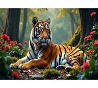Puzzles for Adults,Jigsaw Puzzles for Adults 1500 Pieces Puzzle Home Challenging Educational Games DIY Home Decoration Puzzle Gifts,Tema:Tigre de Flores de la Jungla