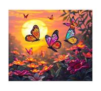 Puzzles for Adults,Jigsaw Puzzles for Adults 1500 Pieces Puzzle Home Challenging Educational Games DIY Home Decoration Puzzle Gifts,Tema:Flores y Mariposas al Atardecer
