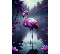 Puzzles for Adults,Jigsaw Puzzles for Adults 1500 Pieces Puzzle Home Challenging Educational Games DIY Home Decoration Puzzle Gifts,Tema:Flamencos morados del Lago