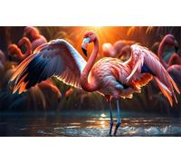 Puzzles for Adults,Jigsaw Puzzles for Adults 1500 Pieces Puzzle Home Challenging Educational Games DIY Home Decoration Puzzle Gifts,Tema:Flamencos a la luz del Sol