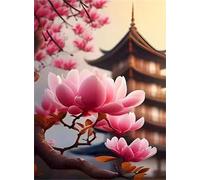 Puzzles for Adults,Jigsaw Puzzles for Adults 1500 Pieces Puzzle Home Challenging Educational Games DIY Home Decoration Puzzle Gifts,Tema:Flores de Magnolia Rosa