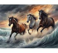 Puzzles For Adults, Jigsaw Puzzles For Adults 2000 Pieces Puzzle Home Challenging Educational Games DIY Home Decoration Puzzle Gifts - Sea Wave Horses