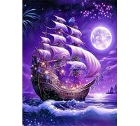 Puzzles For Adults, Jigsaw Puzzles For Adults 2000 Pieces Puzzle Home Challenging Educational Games DIY Home Decoration Puzzle Gifts - Purple Sailboat Moon