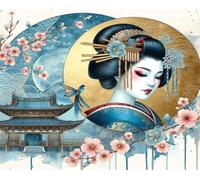 Puzzles for Adults,Jigsaw Puzzles for Adults 30 Pieces Puzzle Home Challenging Educational Games DIY Home Decoration Puzzle Gifts,Tema:Mujer clásica Japonesa