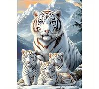Puzzles for Adults,Jigsaw Puzzles for Adults 30 Pieces Puzzle Home Challenging Educational Games DIY Home Decoration Puzzle Gifts,Tema:Familia de Tigres Blancos
