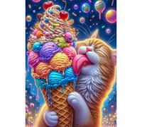 Puzzles For Adults, Jigsaw Puzzles For Adults 30 Pieces Puzzle Home Challenging Educational Games DIY Home Decoration Puzzle Gifts - Cute Cat Ice Cream