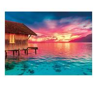 Puzzles for Adults,Jigsaw Puzzles for Adults 3000 Pieces Puzzle Home Challenging Educational Games DIY Home Decoration Puzzle Gifts,Tema:Cabaña con Vista al mar