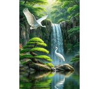 Puzzles for Adults,Jigsaw Puzzles for Adults 3000 Pieces Puzzle Home Challenging Educational Games DIY Home Decoration Puzzle Gifts,Tema:Grúa Cascada de Paisaje