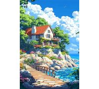 Puzzles for Adults,Jigsaw Puzzles for Adults 3000 Pieces Puzzle Home Challenging Educational Games DIY Home Decoration Puzzle Gifts,Tema:Paisaje de casa Junto al mar