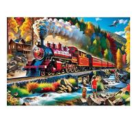Puzzles for Adults,Jigsaw Puzzles for Adults 3000 Pieces Puzzle Home Challenging Educational Games DIY Home Decoration Puzzle Gifts,Tema:Tren Rural
