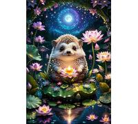 Puzzles for Adults,Jigsaw Puzzles for Adults 3000 Pieces Puzzle Home Challenging Educational Games DIY Home Decoration Puzzle Gifts,Tema:Erizo de fantasía Lotus