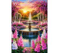 Puzzles for Adults,Jigsaw Puzzles for Adults 3000 Pieces Puzzle Home Challenging Educational Games DIY Home Decoration Puzzle Gifts,Tema:Paisaje de Fuente de jardín