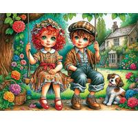 Puzzles for Adults,Jigsaw Puzzles for Adults 3000 Pieces Puzzle Home Challenging Educational Games DIY Home Decoration Puzzle Gifts,Tema:Niño Niña Perro