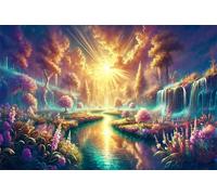 Puzzles for Adults,Jigsaw Puzzles for Adults 3000 Pieces Puzzle Home Challenging Educational Games DIY Home Decoration Puzzle Gifts,Tema:Flores del río Sunshine