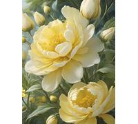 Puzzles for Adults,Jigsaw Puzzles for Adults 3000 Pieces Puzzle Home Challenging Educational Games DIY Home Decoration Puzzle Gifts,Tema:Flores de peonía Amarillas