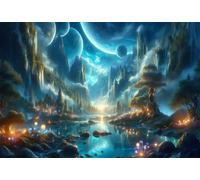 Puzzles for Adults,Jigsaw Puzzles for Adults 3000 Pieces Puzzle Home Challenging Educational Games DIY Home Decoration Puzzle Gifts,Tema:Paisaje Espacial de fantasía