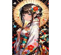 Puzzles for Adults,Jigsaw Puzzles for Adults 3000 Pieces Puzzle Home Challenging Educational Games DIY Home Decoration Puzzle Gifts,Tema:Chica Japonesa con Kimono